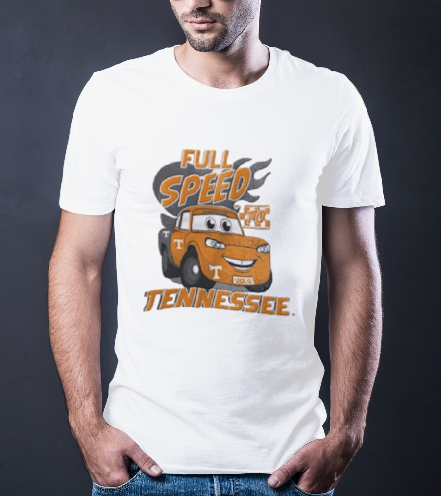 Full Speed Tennessee Vols Truck Cartoon With Flames And Number Plate T-Shirt
