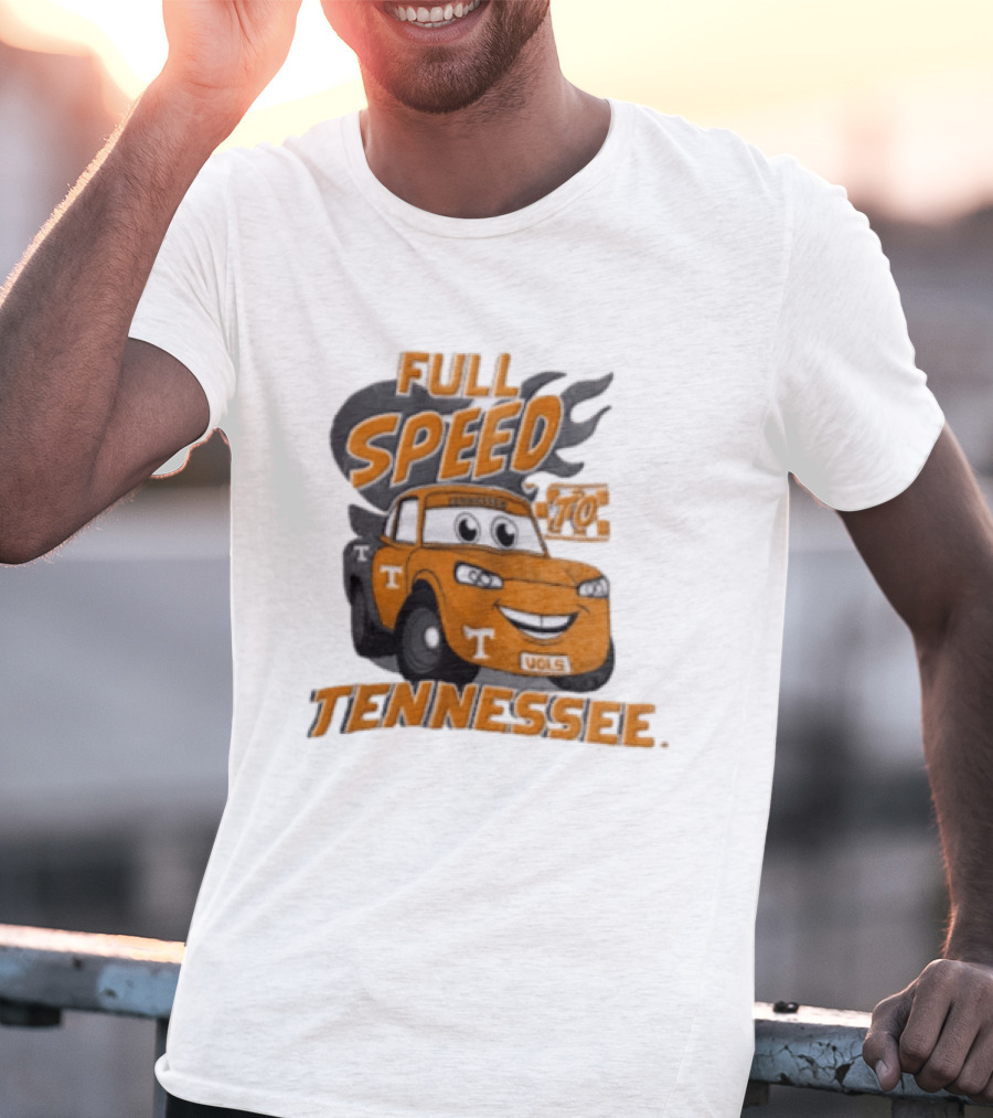 Full Speed Tennessee Vols Truck Cartoon With Flames And Number Plate T-Shirt