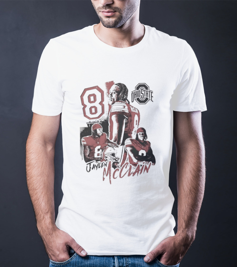 Ohio State Buckeyes Jaylen McClain No 8 Football Player T-Shirt