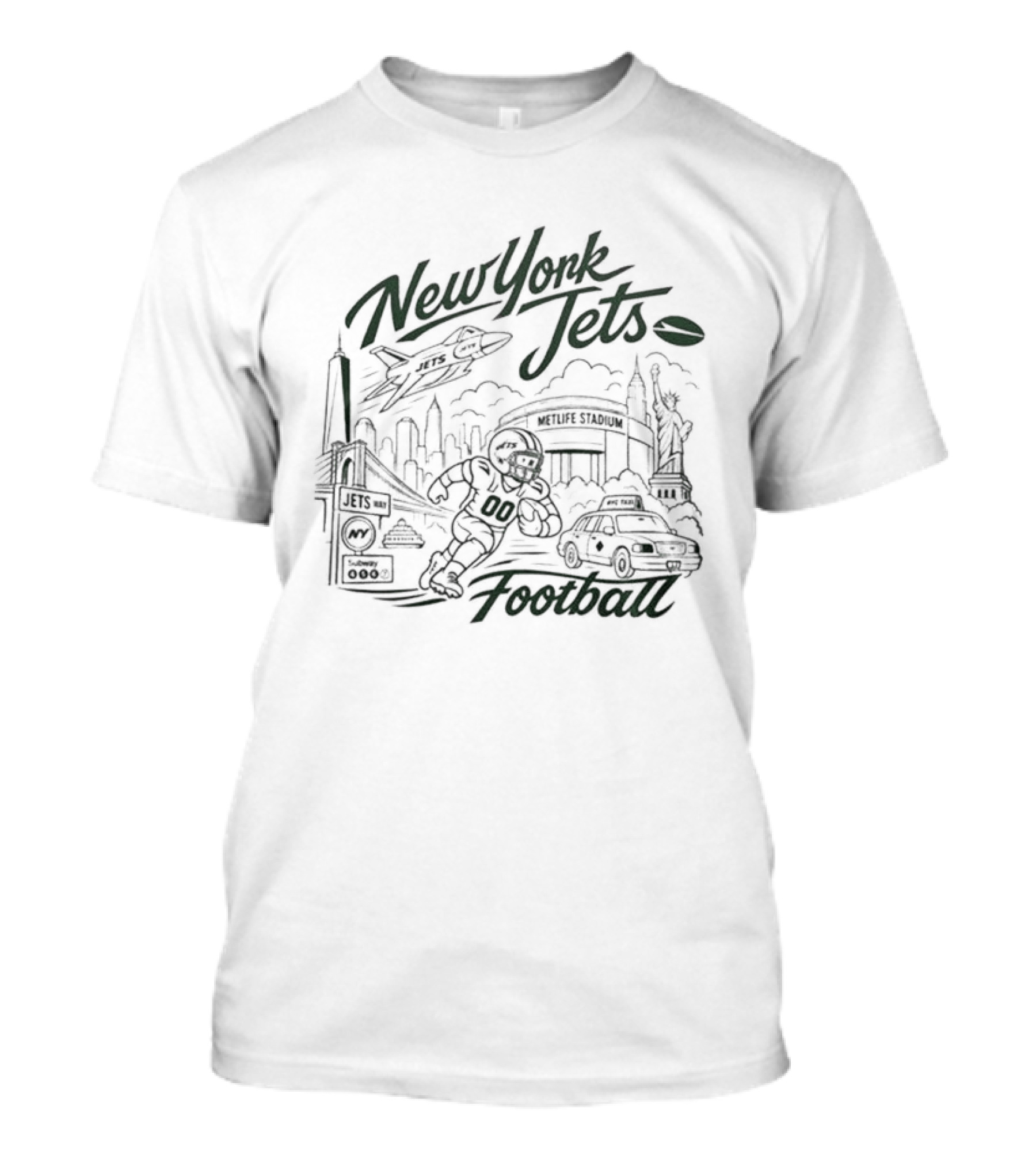 New York Jets Football Skyline Cityscape And Stadium T-Shirt