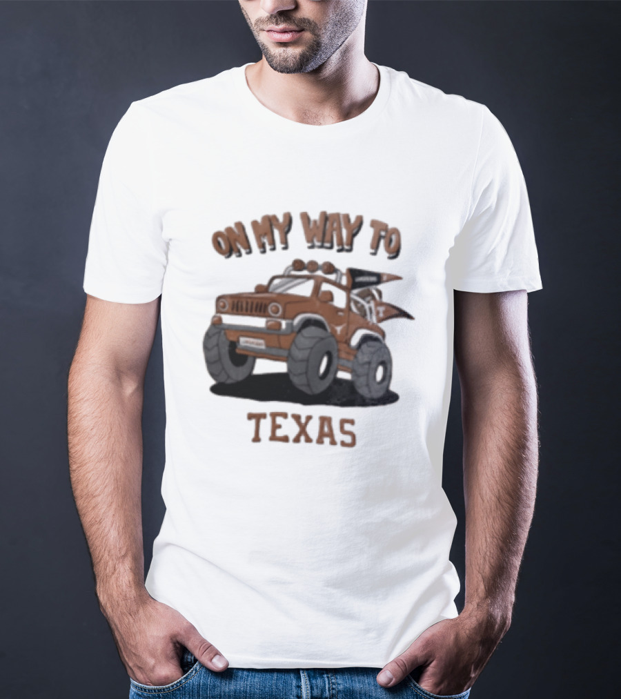 On My Way To Texas Monster Truck Longhorns T-Shirt