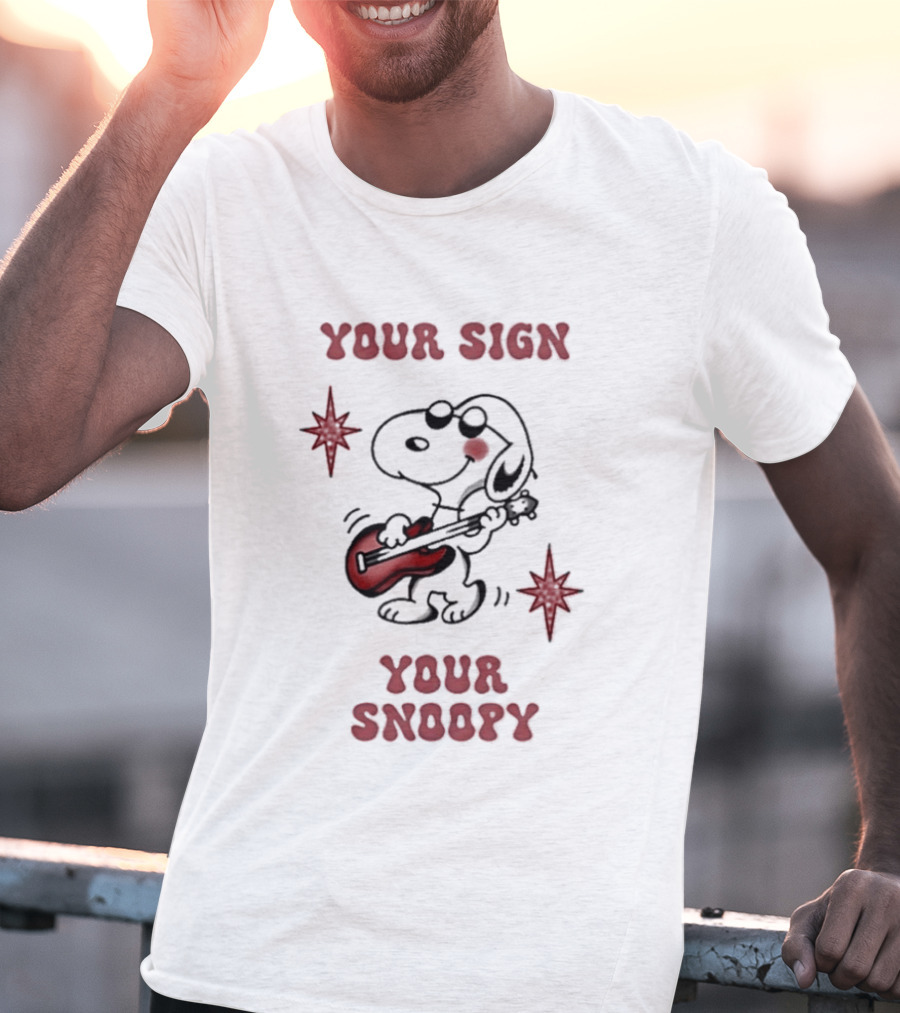 Your Sign Your Snoopy Guitar Iconic Peanuts Character Playing Music T-Shirt