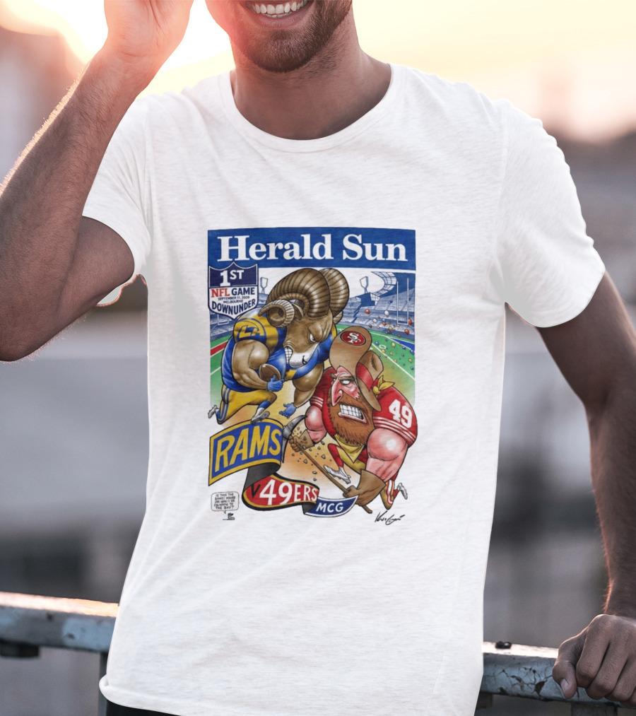 Herald Sun 1st NFL Game Down Under September 11 2026 Rams Vs 49ers MCG Melbourne T-Shirt