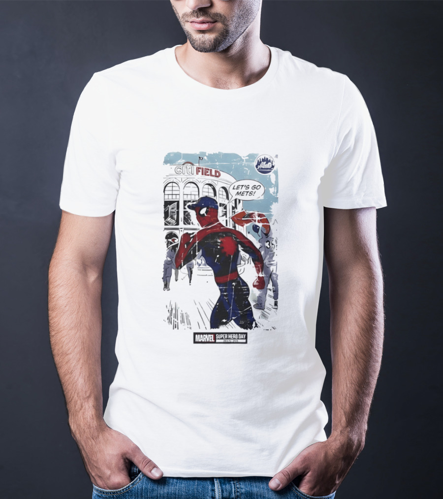 Marvel Spiderman Citi Field Let's Go Mets T-Shirt
