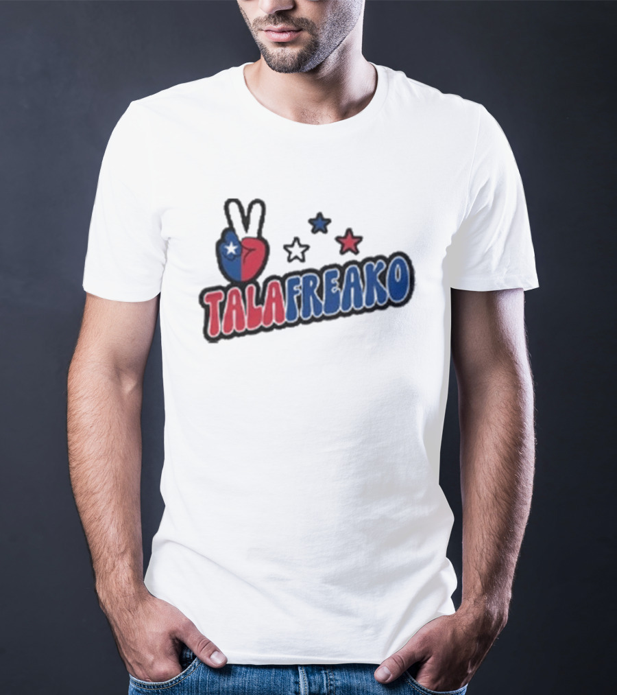 TALAFREAKO Chilean Flag Peace Sign Stars Patriotic T-Shirt