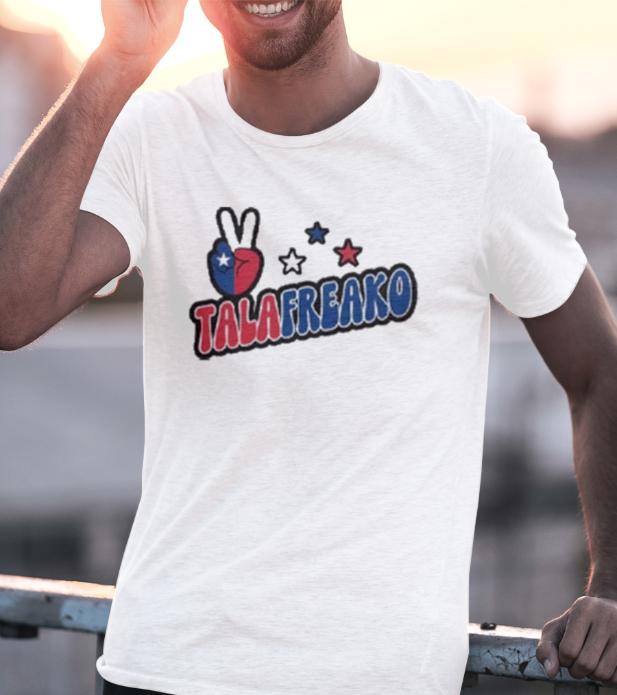 TALAFREAKO Chilean Flag Peace Sign Stars Patriotic T-Shirt