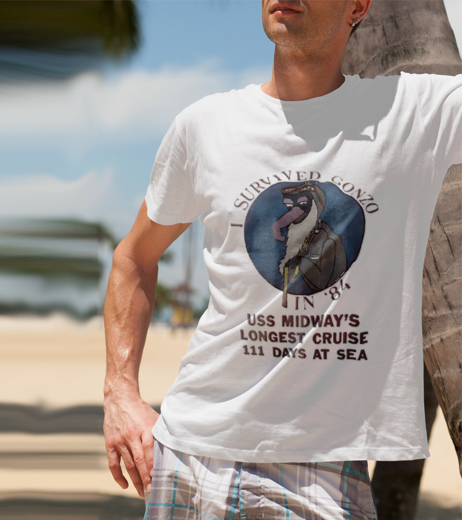 USS Midway I Survived Gonzo 1984 Longest Cruise 111 Days At Sea T-Shirt