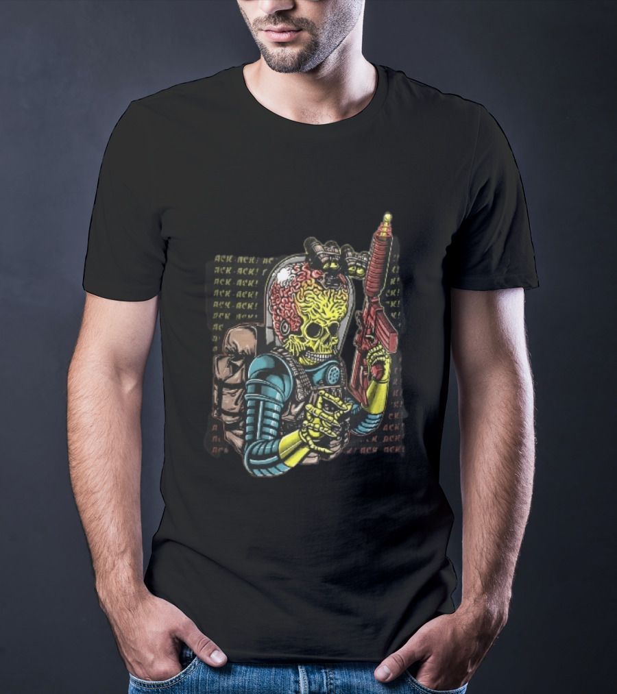 Ack Martian Alien Exposed Brain Tactical Ray Gun Ack Goggles T-Shirt