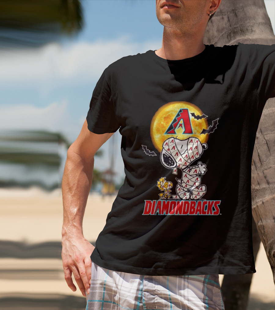 Arizona Diamondbacks Snoopy Woodstock Mummy Halloween Moon Bats T-Shirt