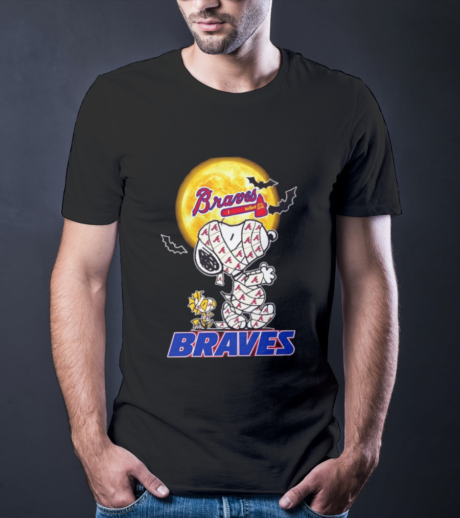 Atlanta Braves Halloween Snoopy Woodstock Mummy Cosplay T-Shirt