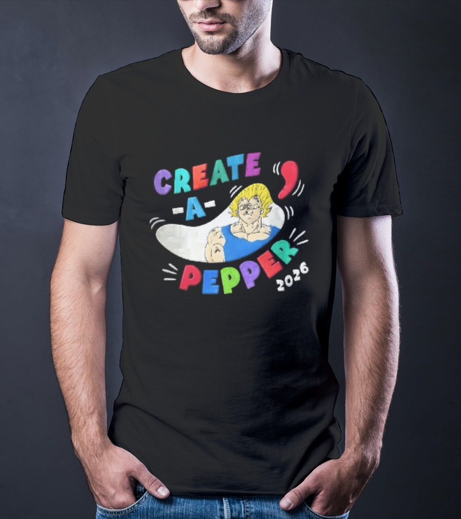 Create A Pepper 2026 Cartoon Anime Majin Vegeta T-Shirt