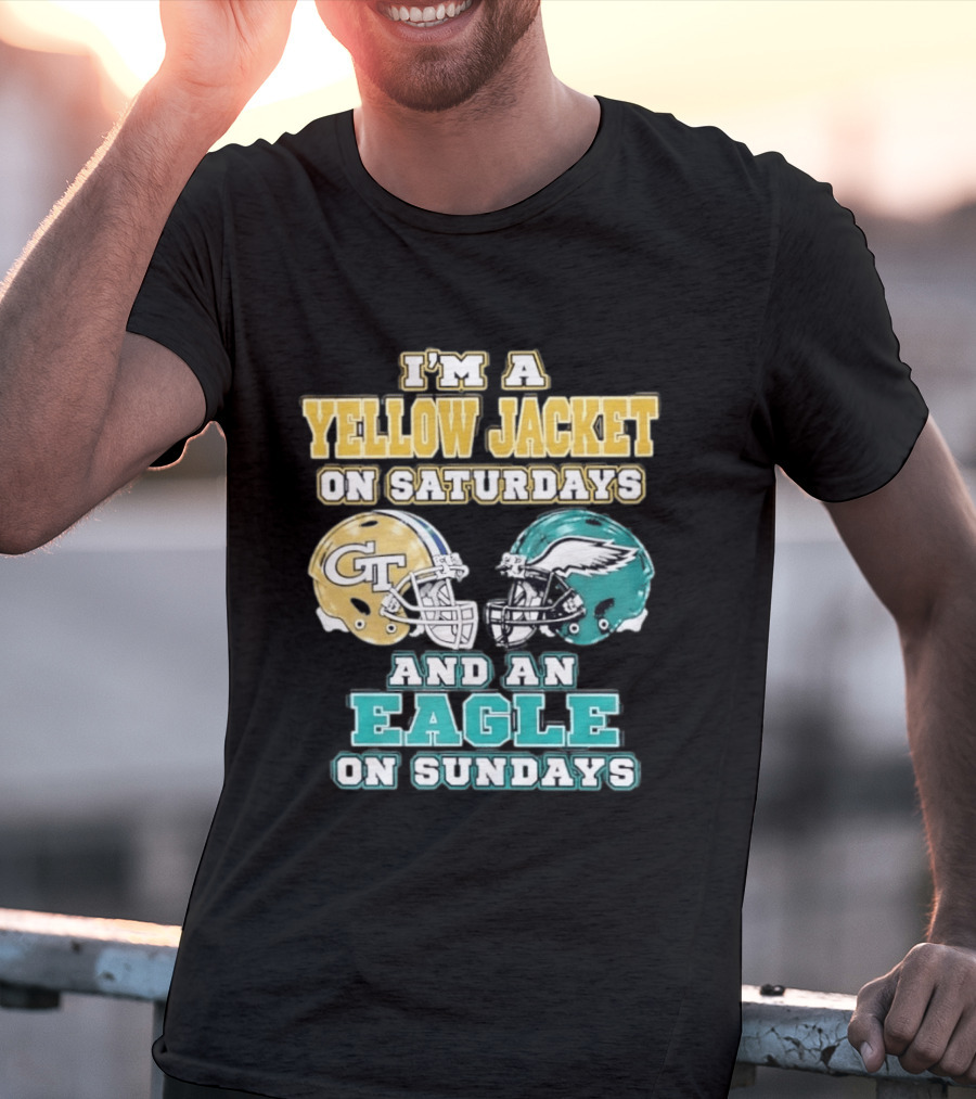 I'm A Yellow Jacket On Saturdays And An Eagle On Sundays GT Football Helmets T-Shirt