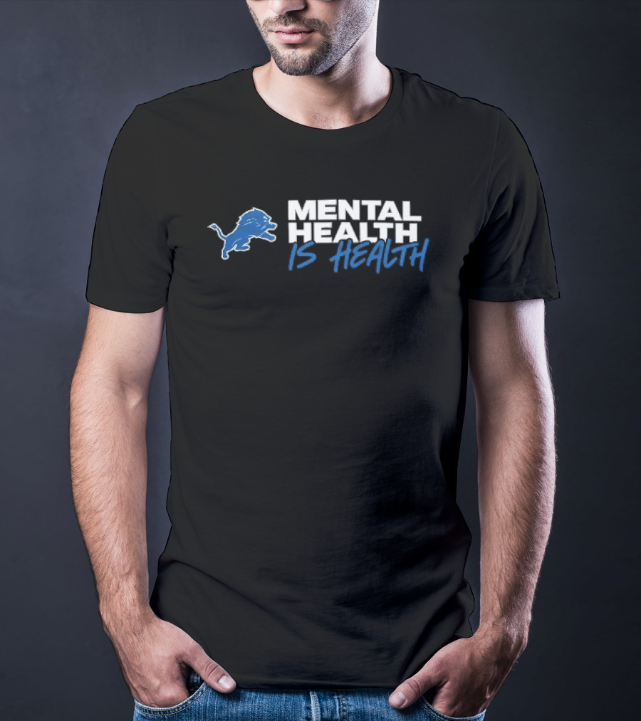 Detroit Lions Mental Health Is Health Blue Lion T-Shirt