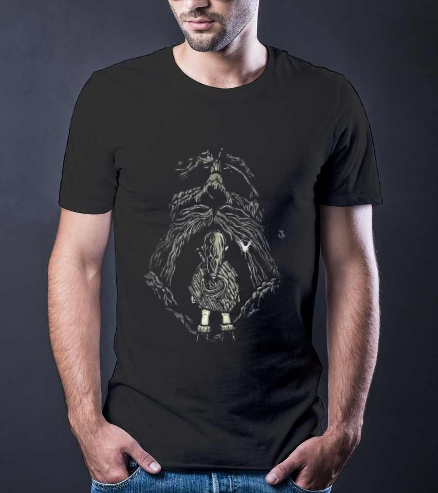 Link Back View At Great Deku Tree Glowing Fairy Entrance T-Shirt