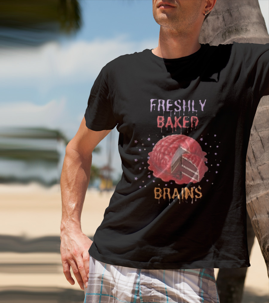 Freshly Baked Brains Red Layered Cake Slice With Stars T-Shirt