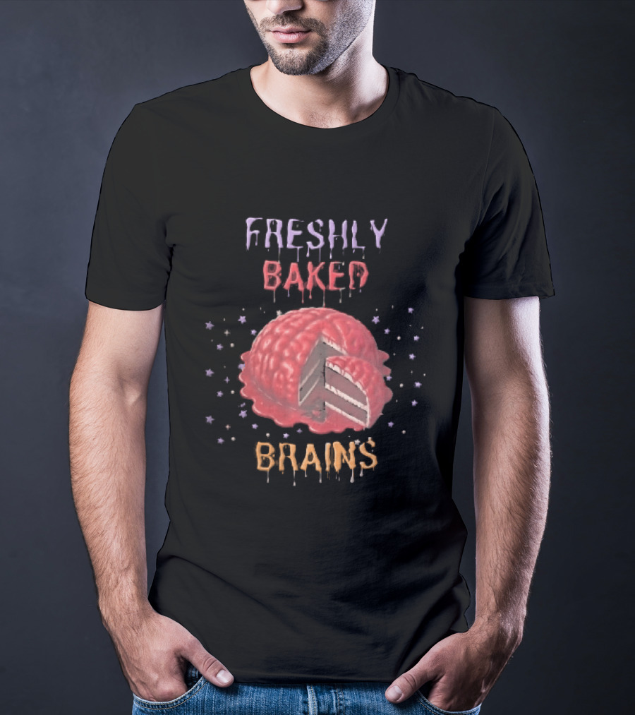 Freshly Baked Brains Red Layered Cake Slice With Stars T-Shirt