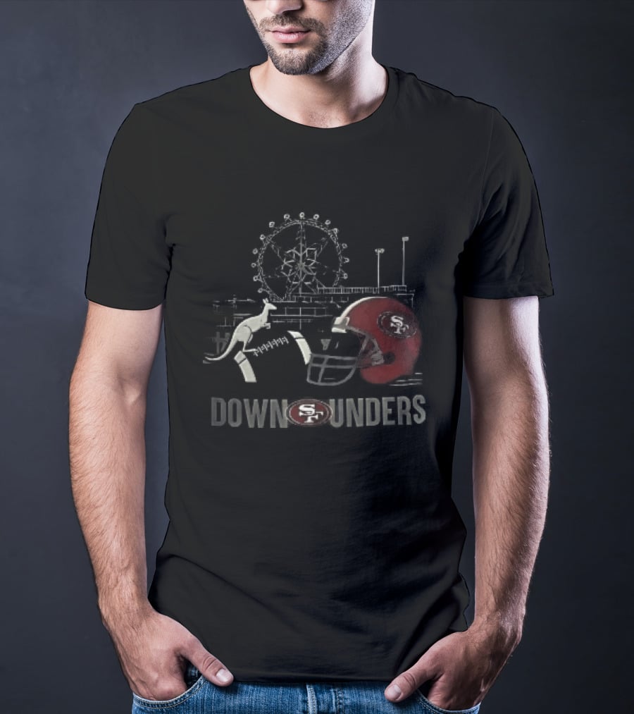 San Francisco 49ers Down Unders Kangaroo Football Helmet Ferris Wheel T-Shirt