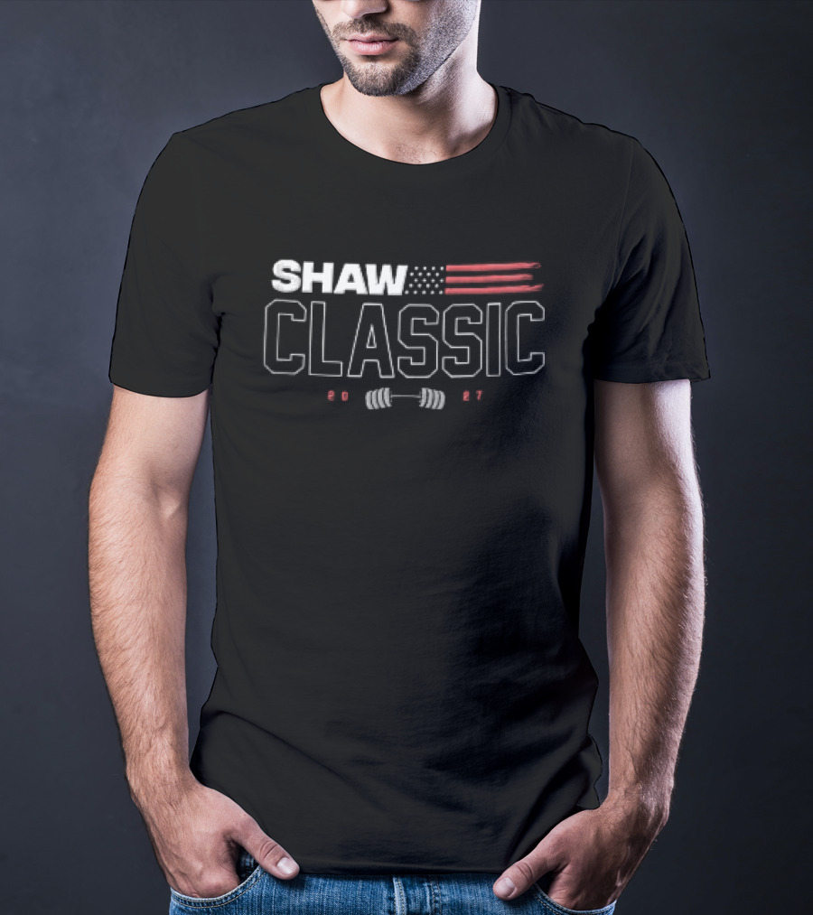 Shaw Classic 2023 American Flag Barbell Event T-Shirt