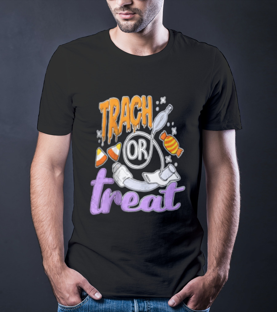 Trach Or Treat Halloween Tracheostomy Medical Candy T-Shirt