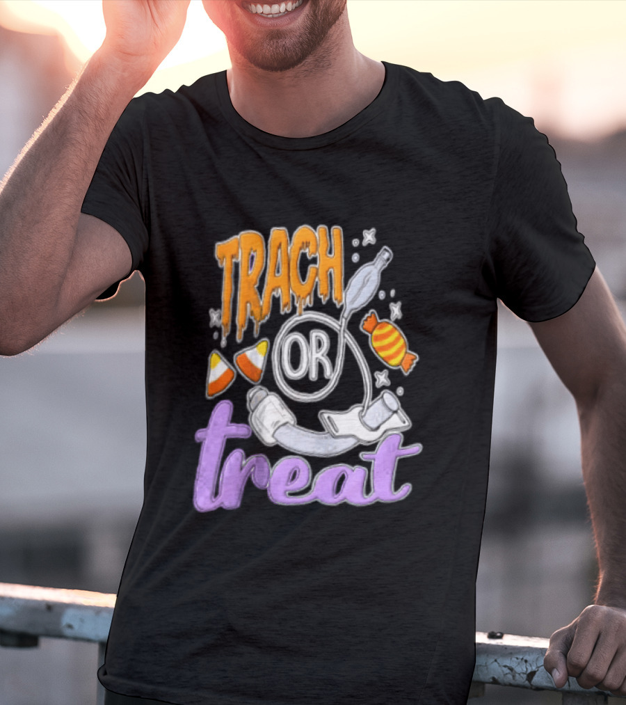 Trach Or Treat Halloween Tracheostomy Medical Candy T-Shirt