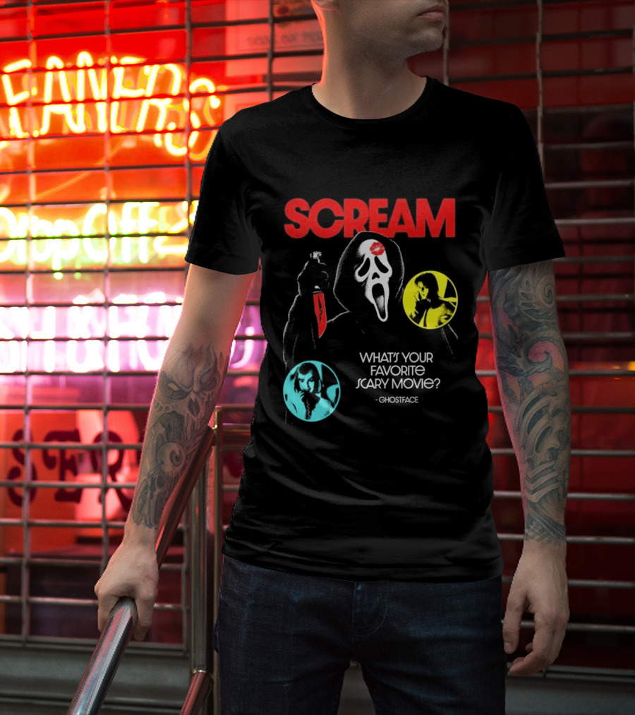Scream Ghostface What's Your Favorite Scary Movie? T-Shirt