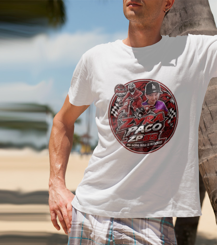 Zyra Paco ZP85 Enduro Ang Batang Agila SA Motocross Dirt Bike Rider Eagle Checkered Flags T-Shirt