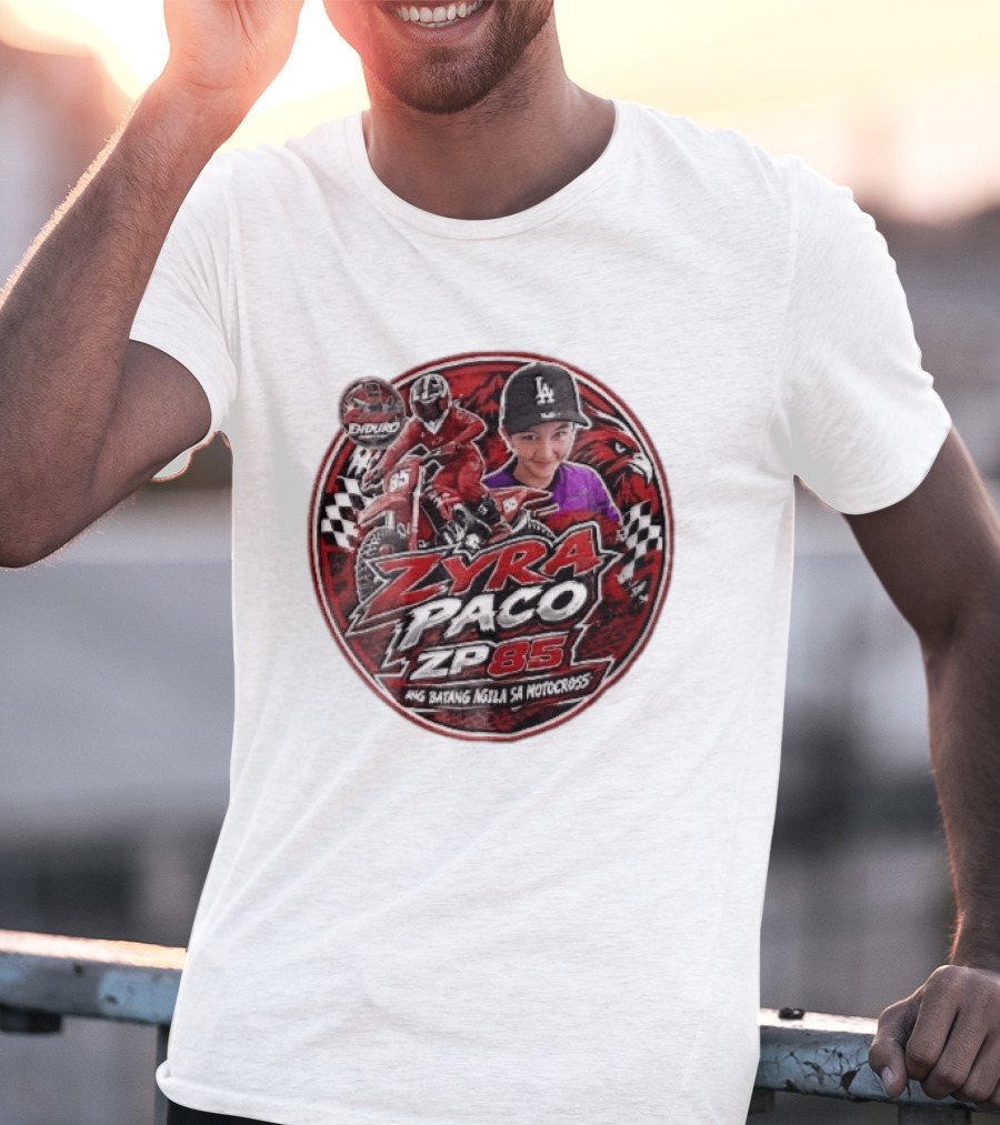 Zyra Paco ZP85 Enduro Ang Batang Agila SA Motocross Dirt Bike Rider Eagle Checkered Flags T-Shirt