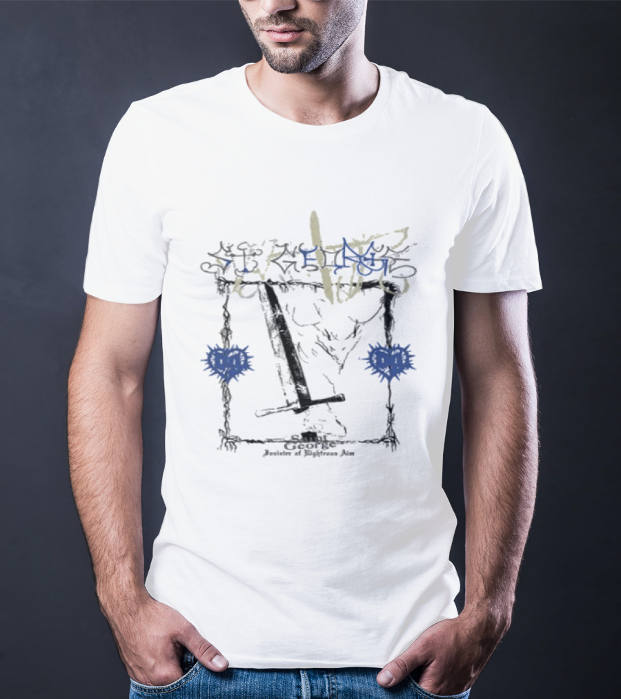 Bladee Martyr St. George Enhanced Print Skull Swords Roses T-Shirt