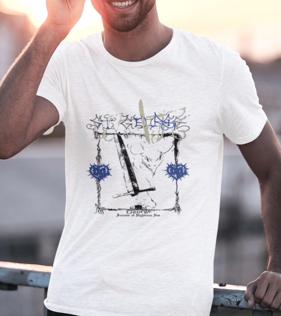 Bladee Martyr St. George Enhanced Print Skull Swords Roses T-Shirt