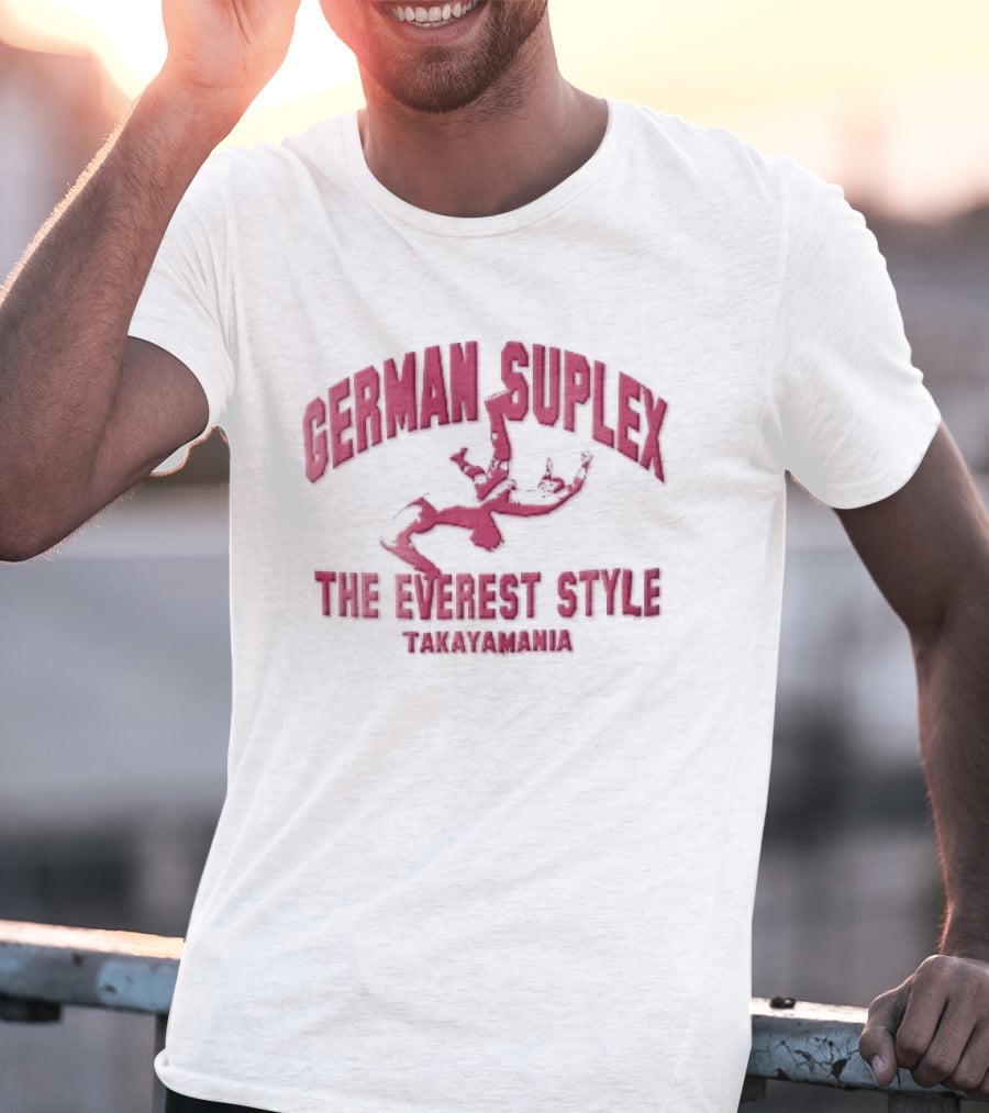 German Suplex The Everest Style Takayamania Wrestling Pink T-Shirt