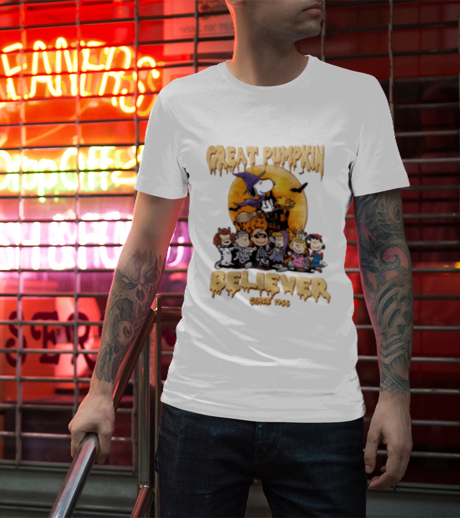 Great Pumpkin Believer Since 1966 Peanuts Halloween Snoopy Woodstock Charlie Brown Linus Sally Lucy Iconic Cartoon T-Shirt