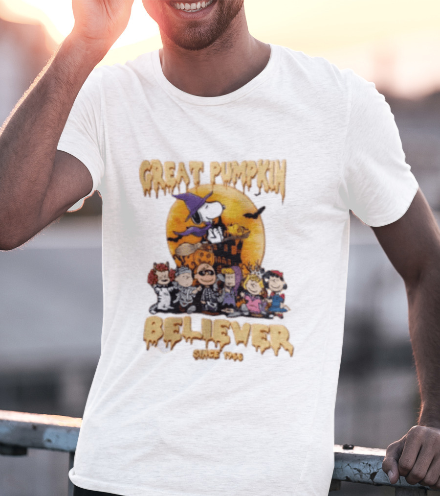 Great Pumpkin Believer Since 1966 Peanuts Halloween Snoopy Woodstock Charlie Brown Linus Sally Lucy Iconic Cartoon T-Shirt