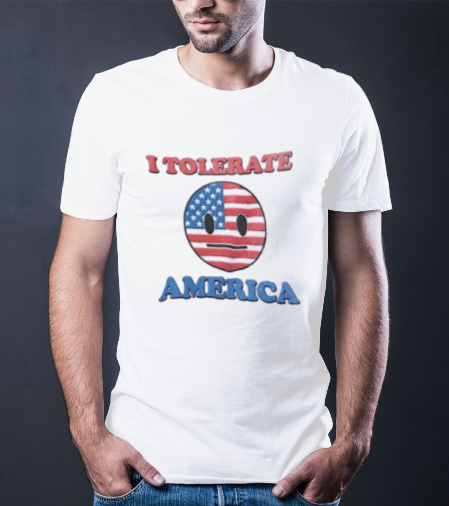 I Tolerate America USA Flag Emoji Face T-Shirt