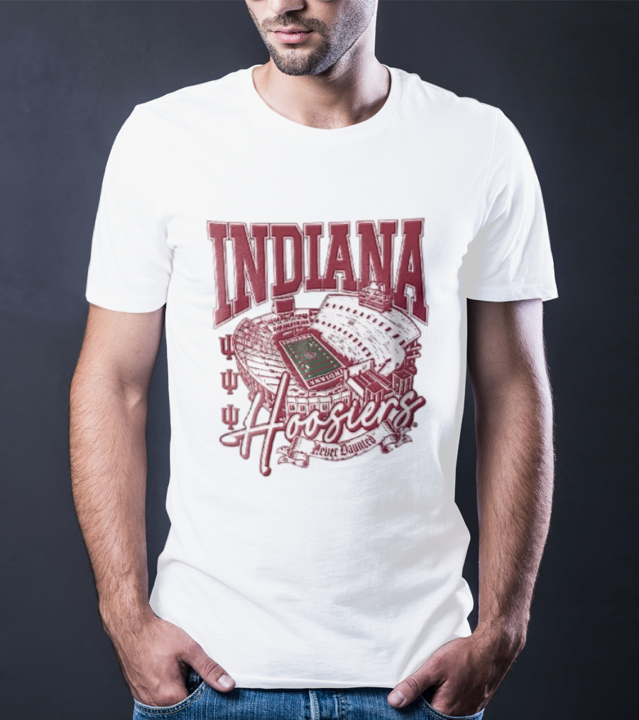 Indiana Hoosiers Never Daunted Memorial Stadium Aerial View Football Field Banner T-Shirt
