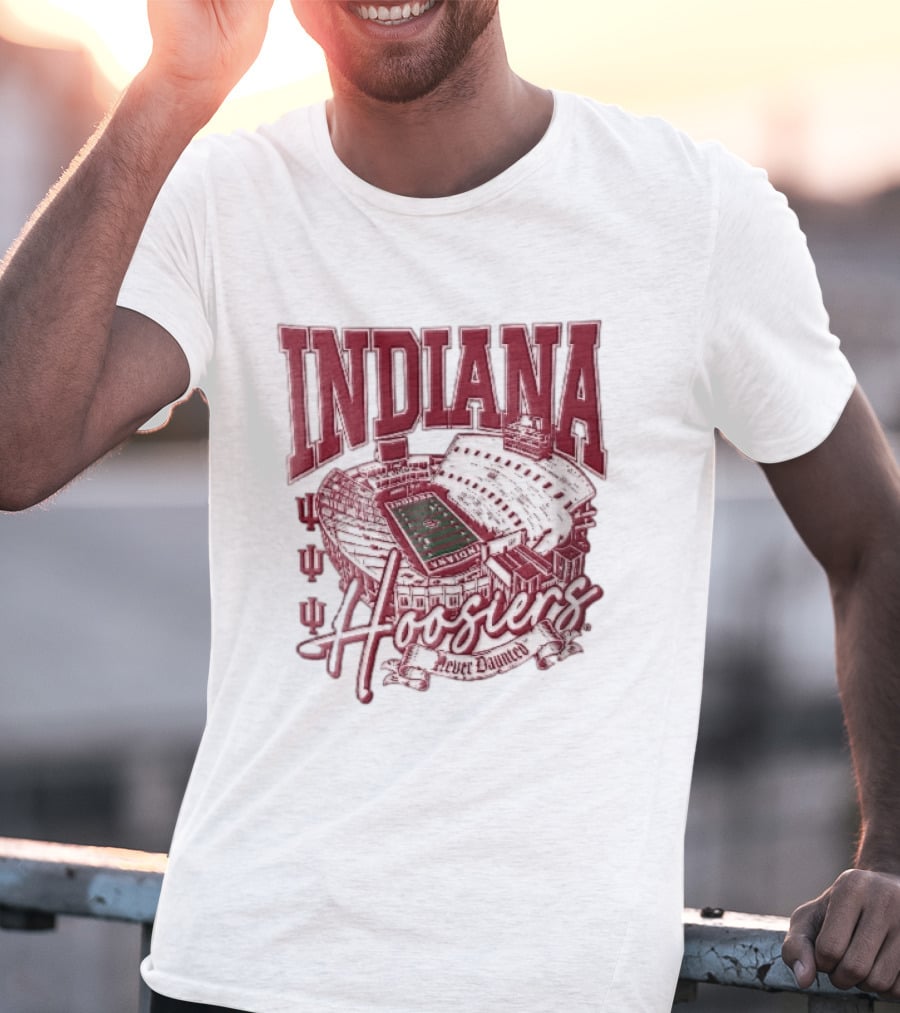 Indiana Hoosiers Never Daunted Memorial Stadium Aerial View Football Field Banner T-Shirt