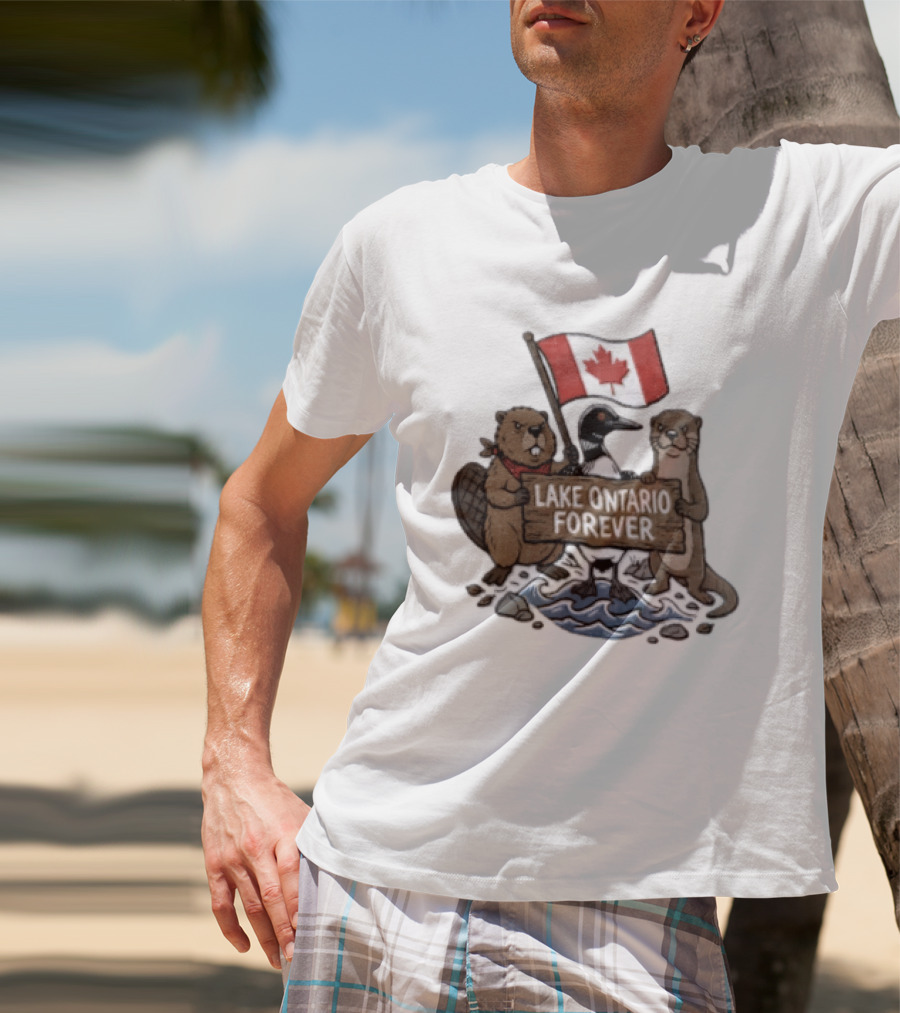 Lake Ontario Forever Canadian Flag Beaver Goose Otter T-Shirt