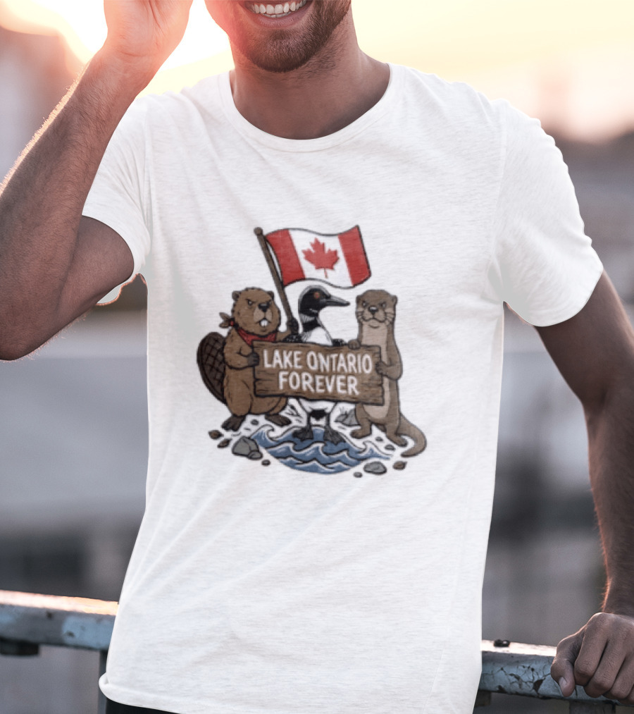 Lake Ontario Forever Canadian Flag Beaver Goose Otter T-Shirt
