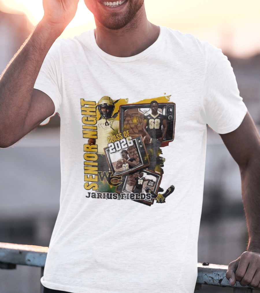 Senior Night Jarius Fields Class Of 2026 WC Football Player Collage T-Shirt