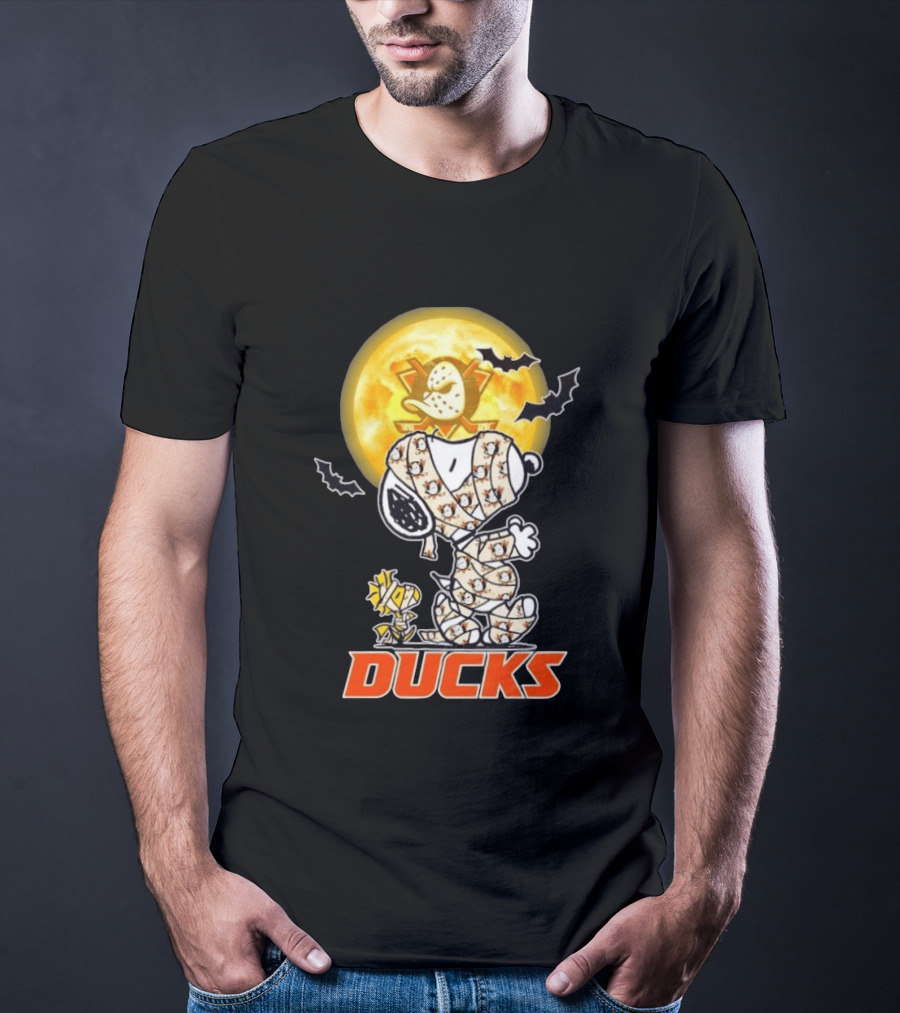 Anaheim Ducks X Snoopy And Woodstock Cosplay Mummy Halloween T-Shirt