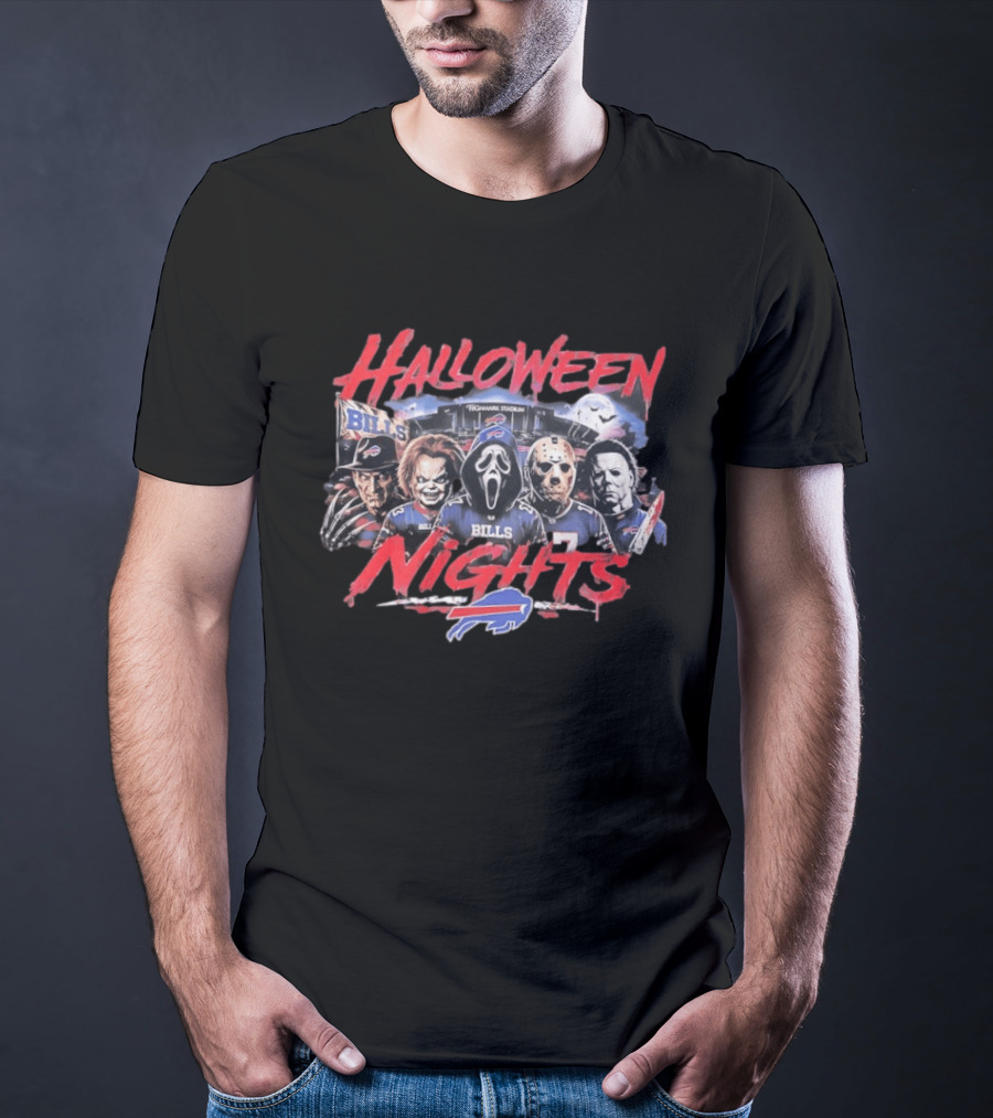 Buffalo Bills Halloween Nights Classic Horror Characters 2026 T-Shirt