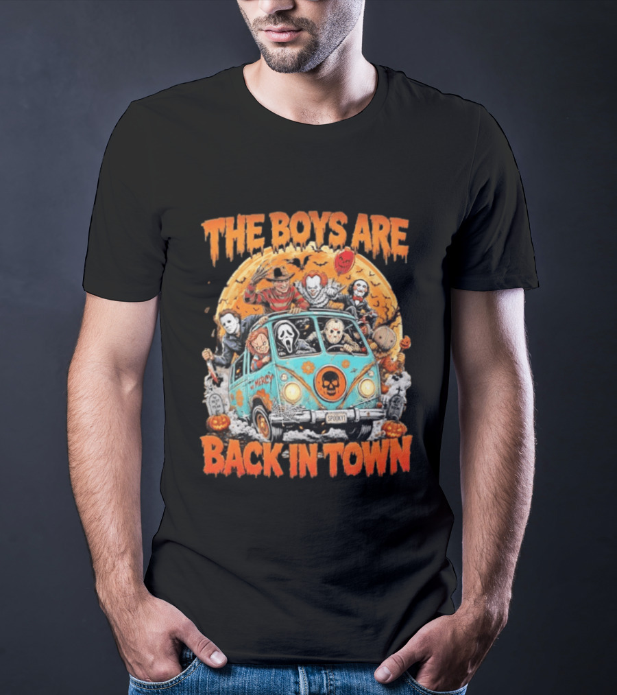 The Boys Are Back In Town Halloween Horror Movie Characters Van Nightmare T-Shirt