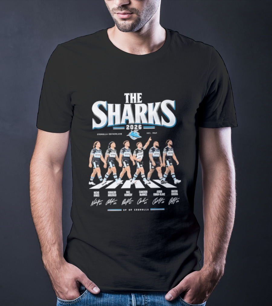 Cronulla Sutherland The Sharks 2026 Abbey Road Rugby Team Crossing T-Shirt