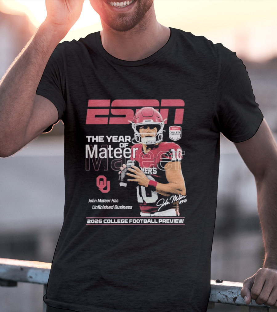 ESPN The Year Of Mateer 2026 College Football Preview John Mateer Has Unfinished Business T-Shirt