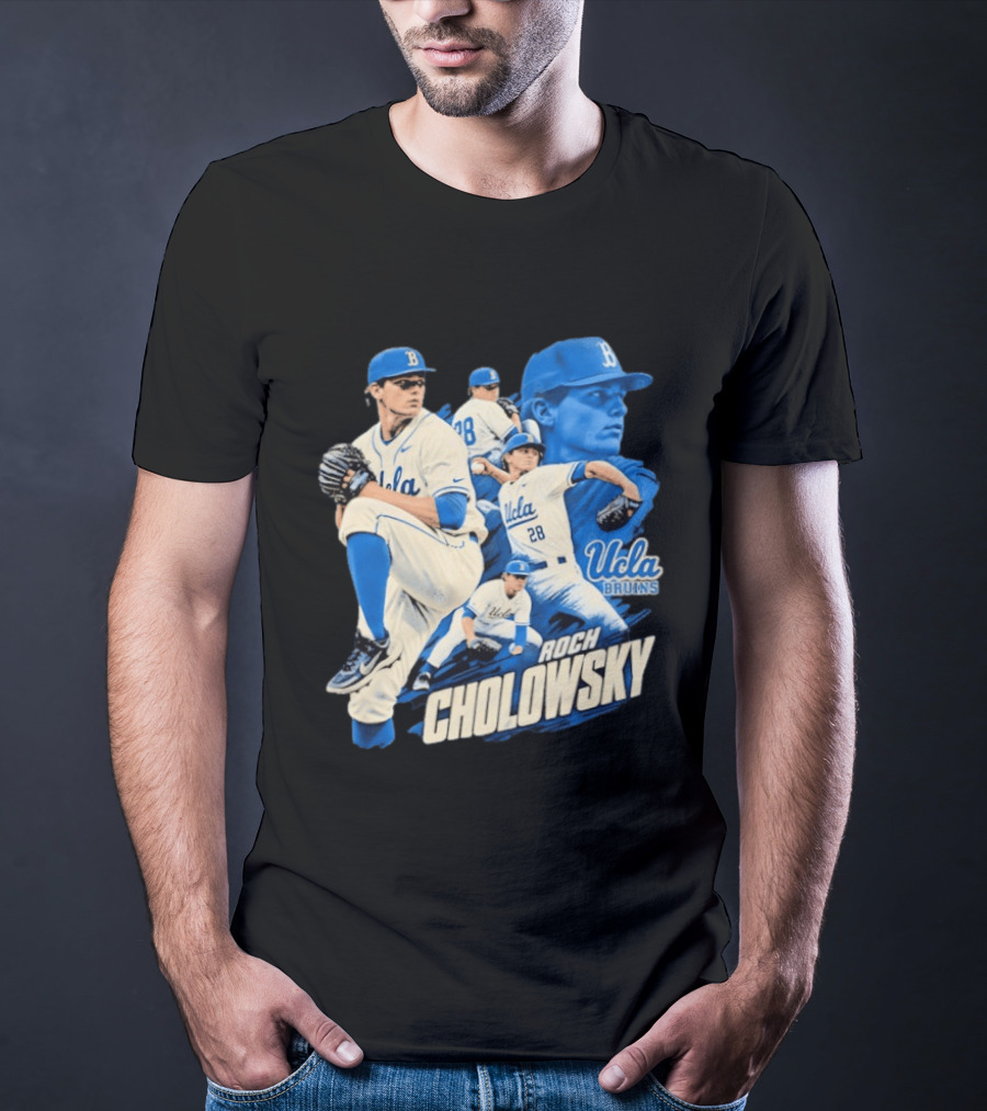 UCLA Bruins Roch Cholowsky 2026 Player Collage Baseball Pitcher Collection T-Shirt