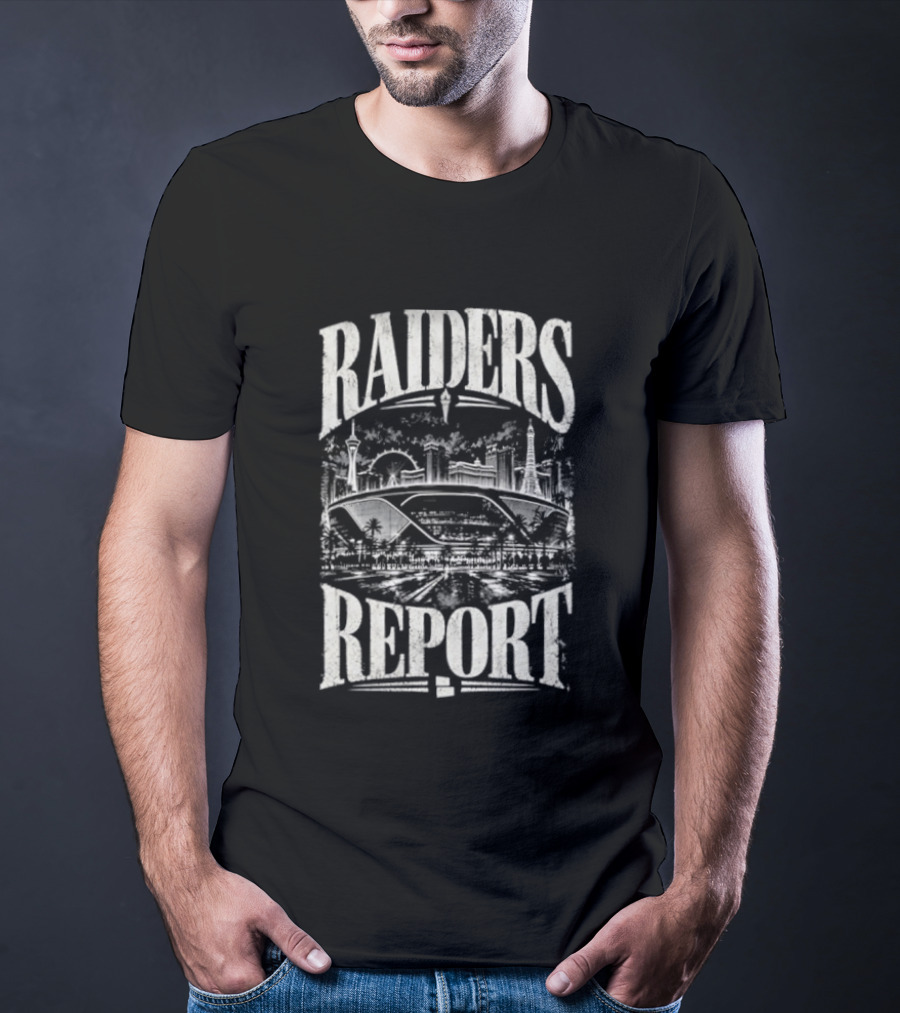 Raiders Report Skyline Las Vegas Stadium Team T-Shirt