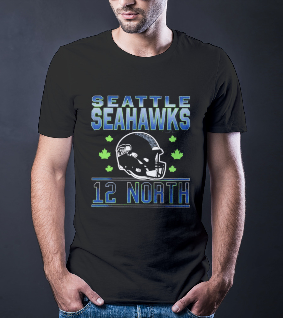 Seattle Seahawks 12 North Helmet Fall Leaves T-Shirt