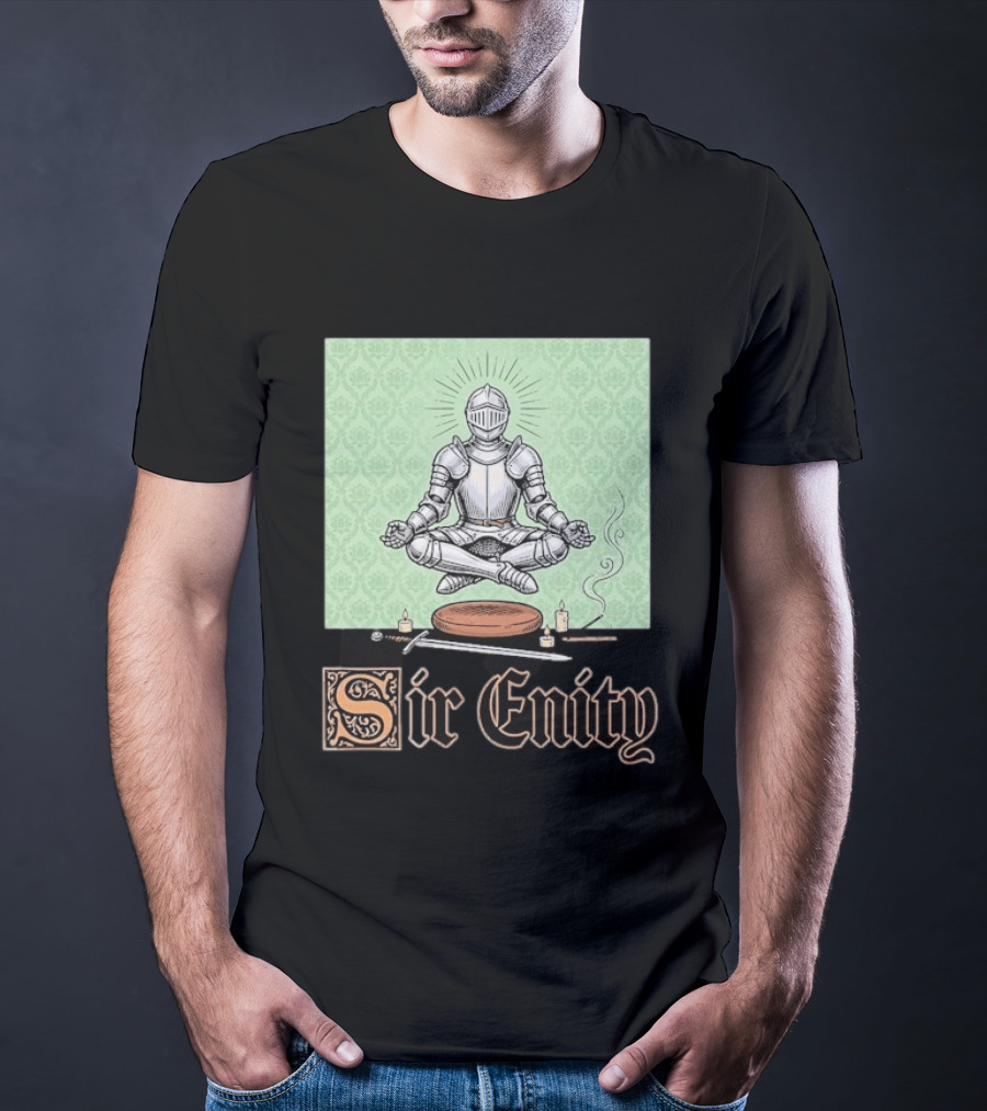Sir Enity Knight In Meditation With Vintage Design And Candle Accents T-Shirt