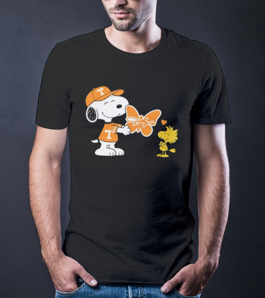 Snoopy Tennessee Volunteers Dolly Parton Woodstock Butterfly T-Shirt