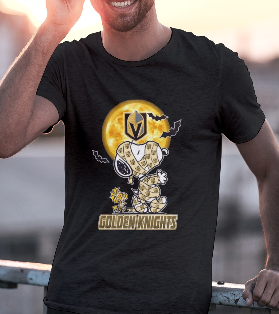 Vegas Golden Knights Snoopy Woodstock Mummy Halloween Moon T-Shirt