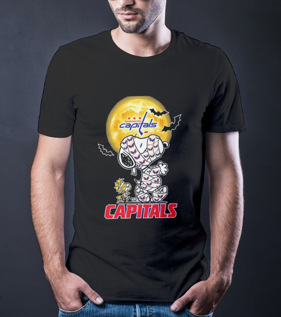 Washington Capitals Snoopy Woodstock Halloween Mummy Cosplay T-Shirt